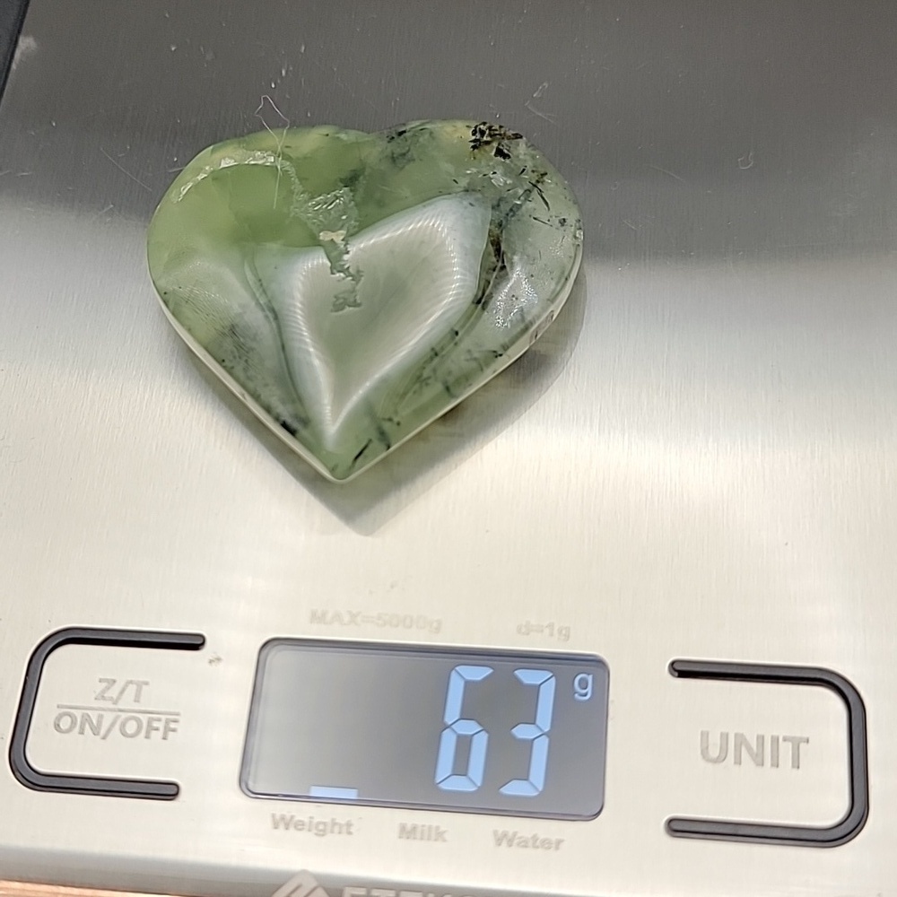 Natural Green Tourmaline And Mica In Prehnite Quartz Crystal Heart Stone Healing - Picture 10 of 10